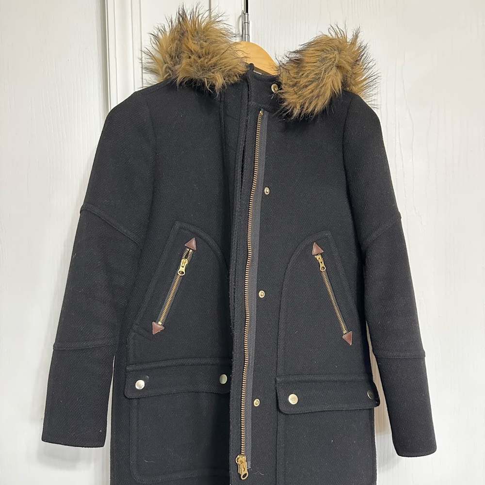 J Crew Petite Chateau Parka in Italian Stadium-cloth Wool